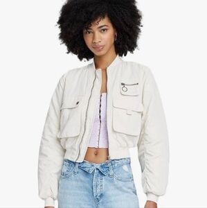 wild fable Cream Cropped Utility Jacket